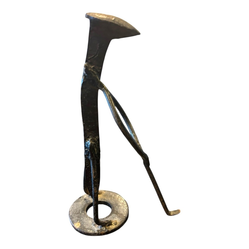 Vintage  Folk Art C. Smith Railroad Spike Sculpture "Golfer"‎